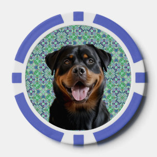 Personalisiertes Hunde-Foto im grünen Mandala-Must Pokerchips