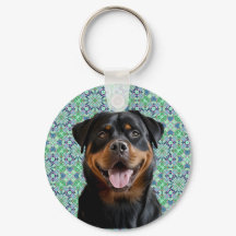 Personalisiertes Hunde-Foto im grünen Mandala-Must