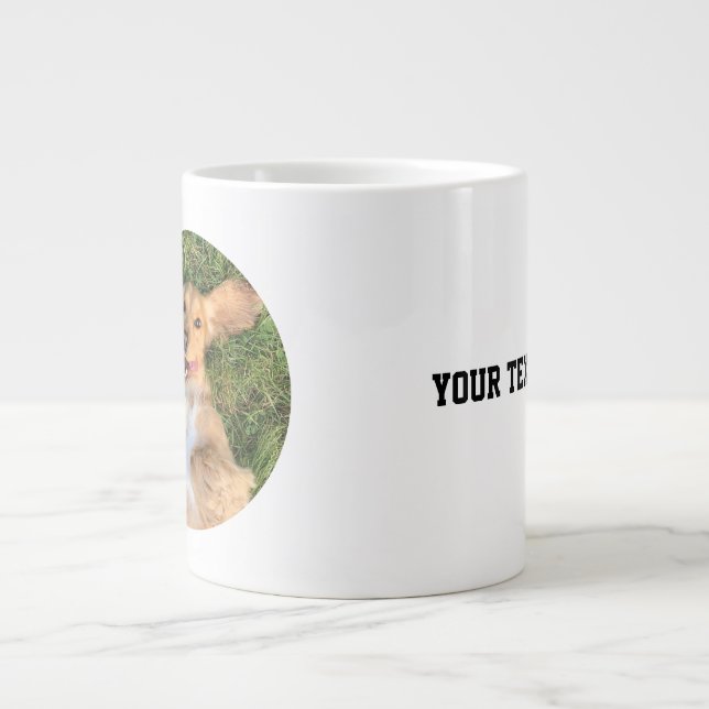 Personalisiertes Hunde-Foto mit Text | Individuell Jumbo-Tasse (Vorderseite)