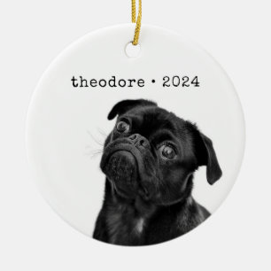 Personalisiertes Hunde-Foto-Namens-Andenken Weihna Keramik Ornament