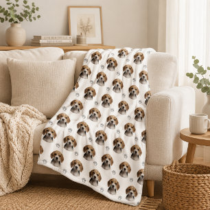 Personalisiertes Hunde-Foto-Pfotenmuster Fleecedecke