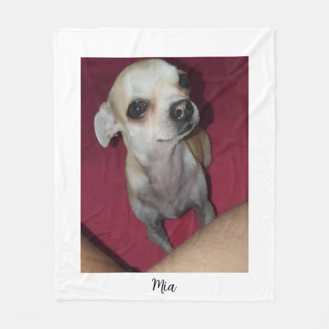 Personalisiertes Hunde-Foto und Name Custom  Fleecedecke (Vorderseite)