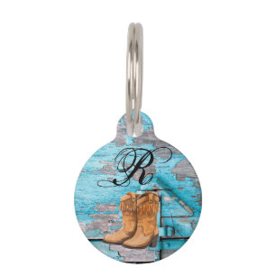 Personalisiertes Hunde-ID-Tag Blaues Holz Scheunen Haustiermarke