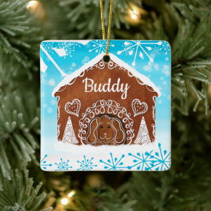 Personalisiertes Hunde-Lebkuchenhundhaus Keramikornament