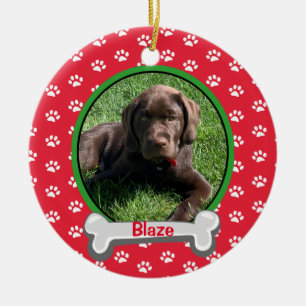 Personalisiertes -Hunde-Pfoten-Foto Keramik Ornament