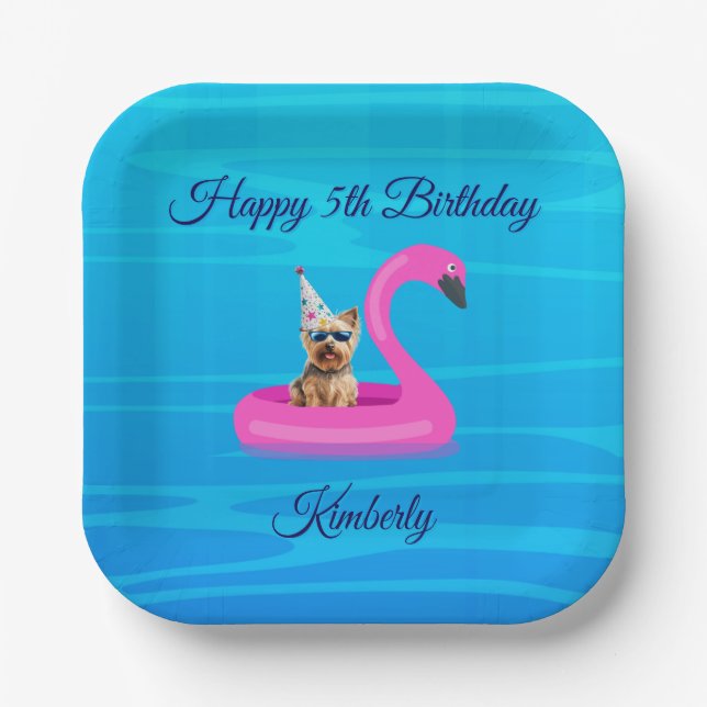 Personalisiertes Hunde-Schwimmfloß Pappteller (Vorderseite)