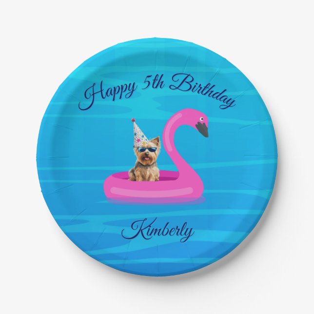 Personalisiertes Hunde-Schwimmfloß Pappteller (Vorderseite)