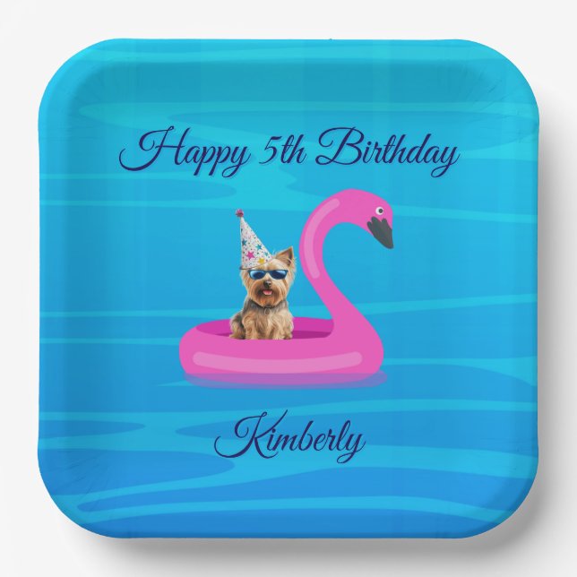 Personalisiertes Hunde-Schwimmfloß Pappteller (Vorderseite)