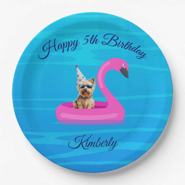 Personalisiertes Hunde-Schwimmfloß Pappteller (Vorderseite)