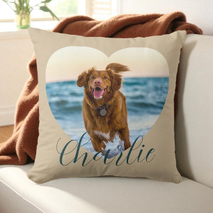 Personalisiertes Hundebild mit Schriftzug Beige Sü Kissen
