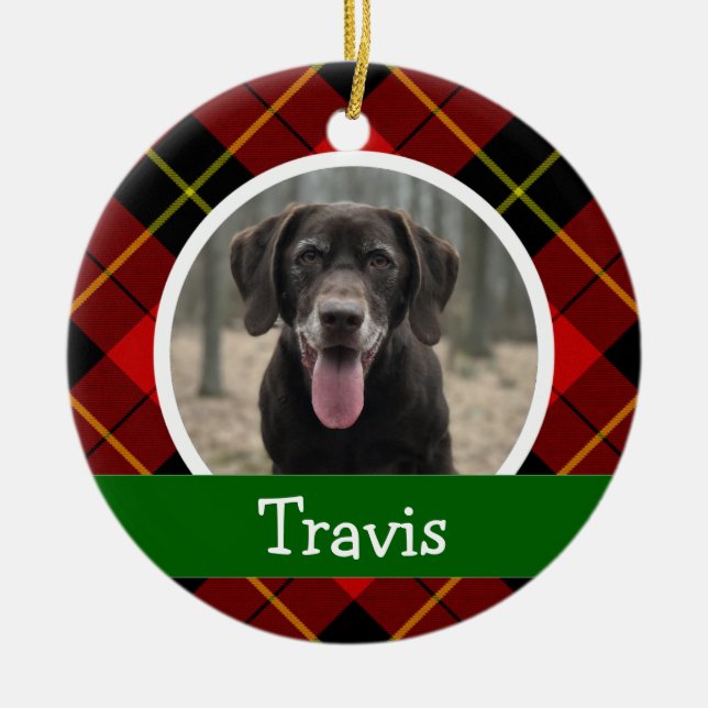Personalisiertes Hundebüt-Foto Keramik Ornament (Vorne)