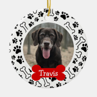 Personalisiertes Hundebüt-Foto Keramikornament