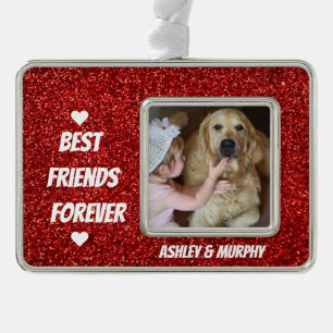 Personalisiertes Hundefüßer-Foto mit Best Friend Rahmen-Ornament Silber