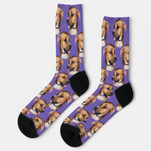 Personalisiertes Hundegesicht Foto Lila Cute Fun H Socken