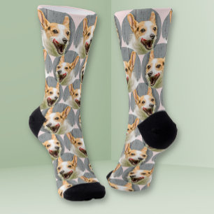 Personalisiertes Hundegesicht Foto Rosa Niedlicher Socken