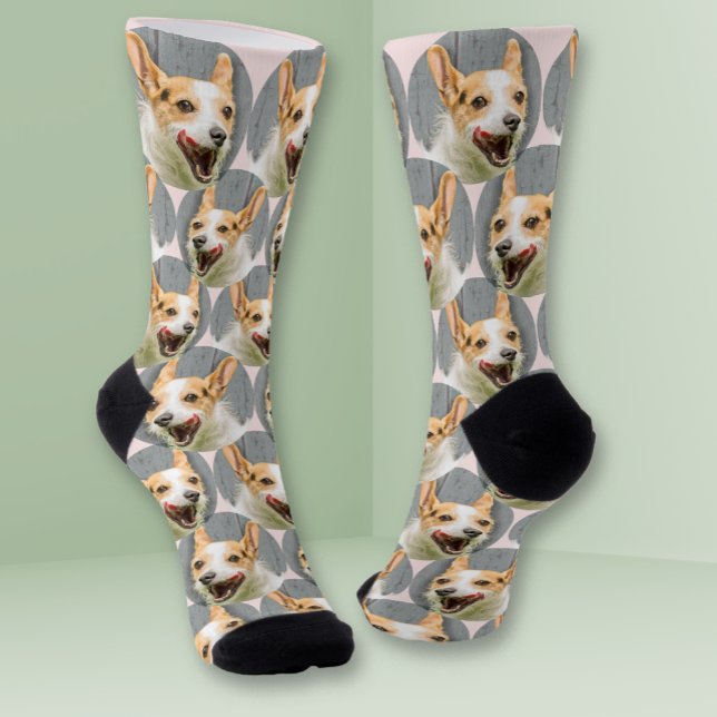 Personalisiertes Hundegesicht Foto Rosa Niedlicher Socken (Von Creator hochgeladen)