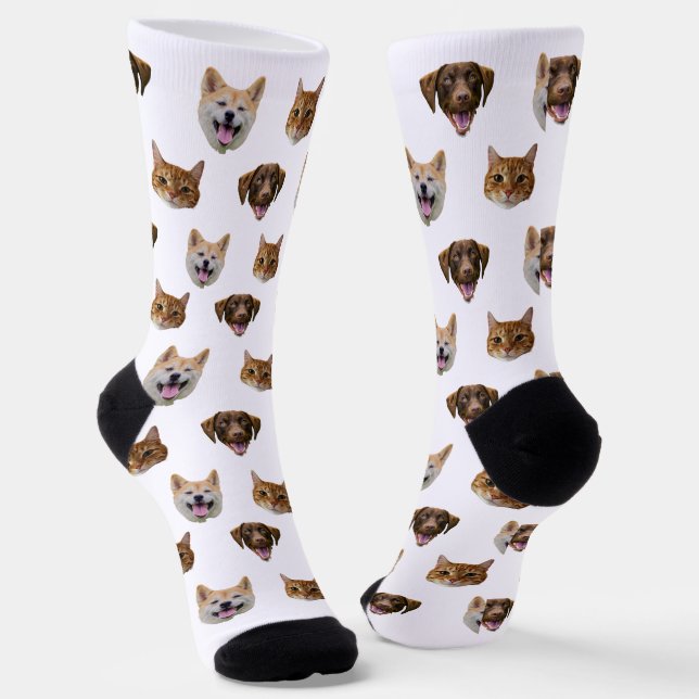 Personalisiertes Hundegesicht, Hunde Katze Mama Fo Socken (Gewinkelt)