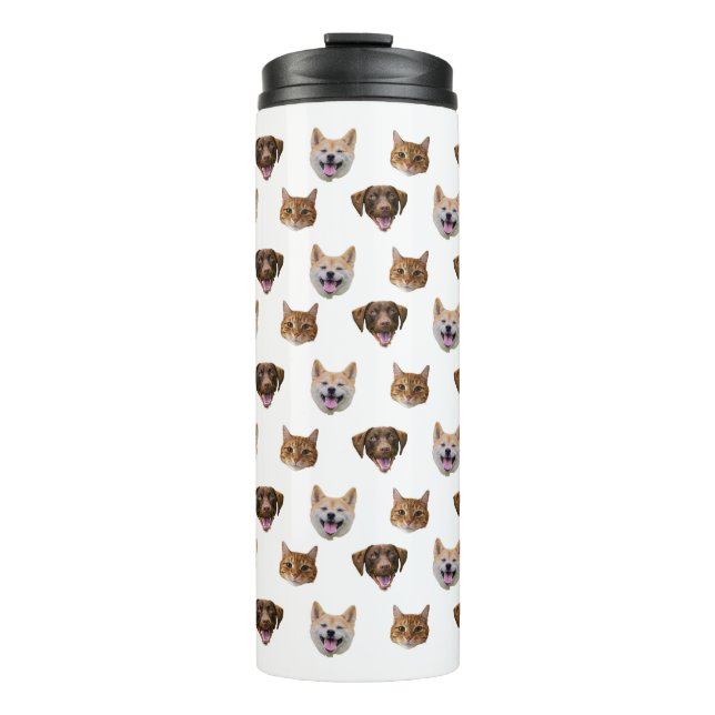Personalisiertes Hundegesicht, Hunde Katze Mama Fo Thermosbecher (Vorderseite)