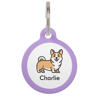Personalisiertes Hundehalsband mit Corgi-Motiv Haustiermarke