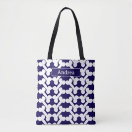 Personalisiertes Hundeknochen-Muster Navy Weiß Mod