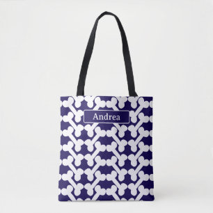 Personalisiertes Hundeknochen-Muster Navy Weiß Mod