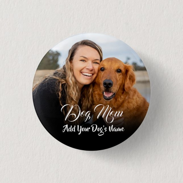Personalisiertes Hundemama-Foto-Medaillon Button (Vorderseite)