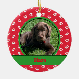 Personalisiertes -Hundepaw-Foto Keramik Ornament