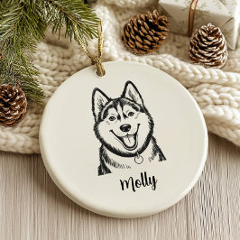 Personalisiertes Husky-Hunde-Weihnachten Keramik Ornament