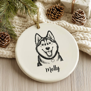 Personalisiertes Husky-Hunde-Weihnachten Keramik Ornament