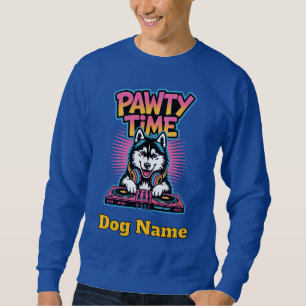 Personalisiertes Husky-Pawty-Time-Retro-Neon-Gesch Sweatshirt