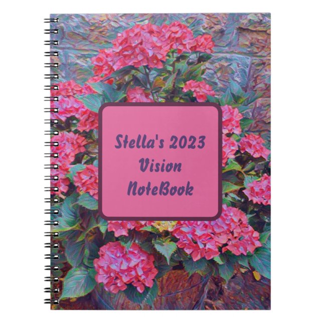 Personalisiertes Hydrangea-Farbbild-Vision-Noteboo Notizblock (Vorderseite)