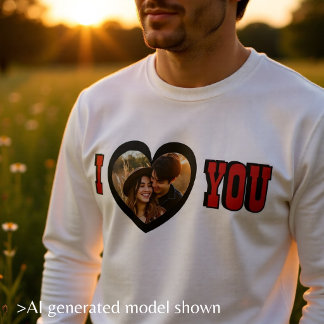 Personalisiertes I Love You Foto Herz Romantisch Sweatshirt