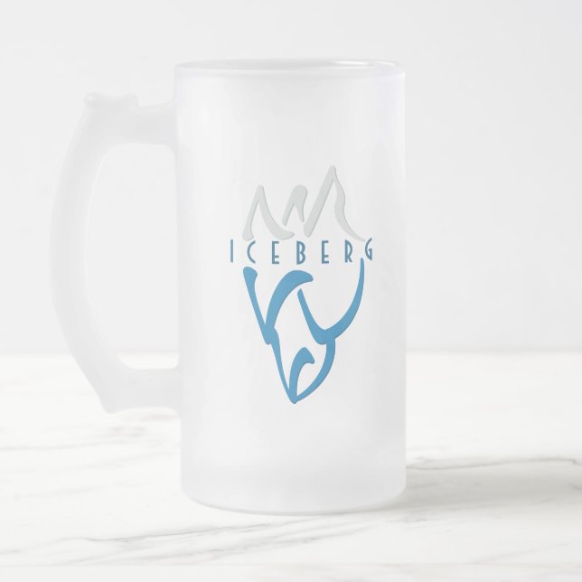 Personalisiertes Iceberg Art Blue Mattglas Bierglas (Links)