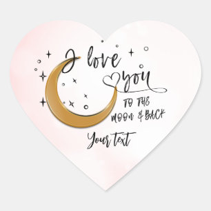Personalisiertes Ich liebe dich bis zum Mond und z Herz-Aufkleber