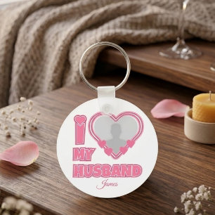 Personalisiertes Ich liebe meine Frau – Name und F Schlüsselanhänger