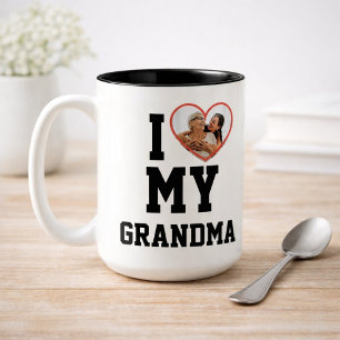 Personalisiertes Ich liebe meine Oma Foto Zweifarbige Tasse