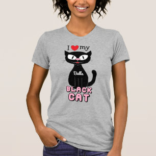 Personalisiertes Ich Liebe Meine Schwarze Katze T-Shirt