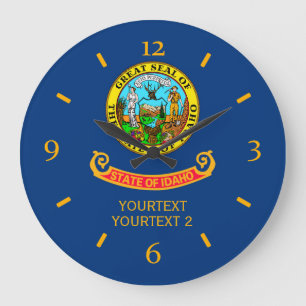 Personalisiertes Idaho-Staatsflaggendesign Große Wanduhr