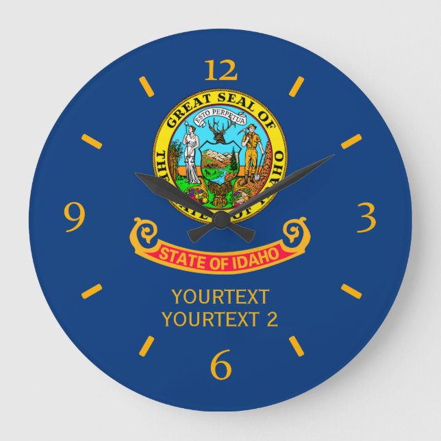 Personalisiertes Idaho-Staatsflaggendesign Große Wanduhr (Vorderseite)