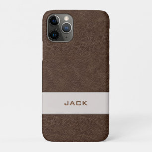 Personalisiertes Imitat-Brown-Leder iPhone 11 Pro Hülle