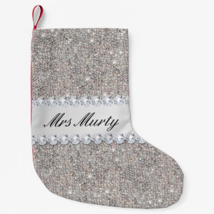 Personalisiertes Imitatsilberne Sequins-Diamanten Kleiner Weihnachtsstrumpf