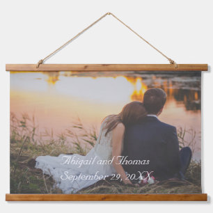 Personalisiertes individuelles Hochzeitsfoto  Wandteppich Mit Holzrahmen