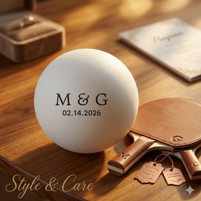 Personalisiertes individuelles Monogramm und Datum Tischtennisball (Custom Monogram and Date Personalized Ping Pong Ball)