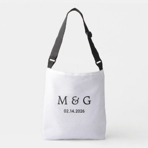 Personalisiertes individuelles Monogramm und Datum Tragetaschen Mit Langen Trägern