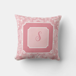 Personalisiertes Initial Rosa Quadrat-Wurfkissen Kissen