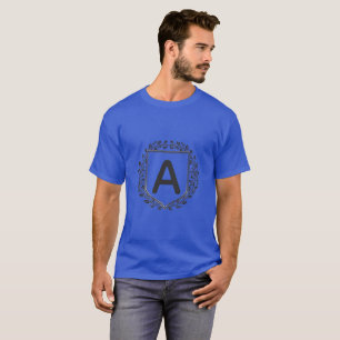 Personalisiertes Initialen-Blumen-Wappenschild-Mon T-Shirt