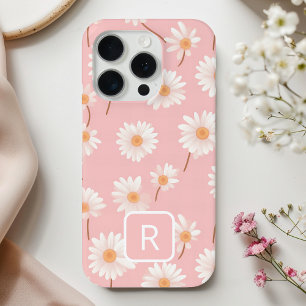 Personalisiertes Initialen-Gänseblümchen-Muster au iPhone 15 Pro Hülle