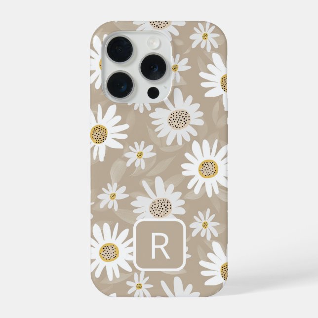 Personalisiertes Initialen-Gänseblümchen-Muster Be iPhone Hülle (Rückseite)