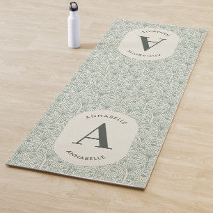 Personalisiertes Initialen-Monogramm Salbei-Grün A Yogamatte