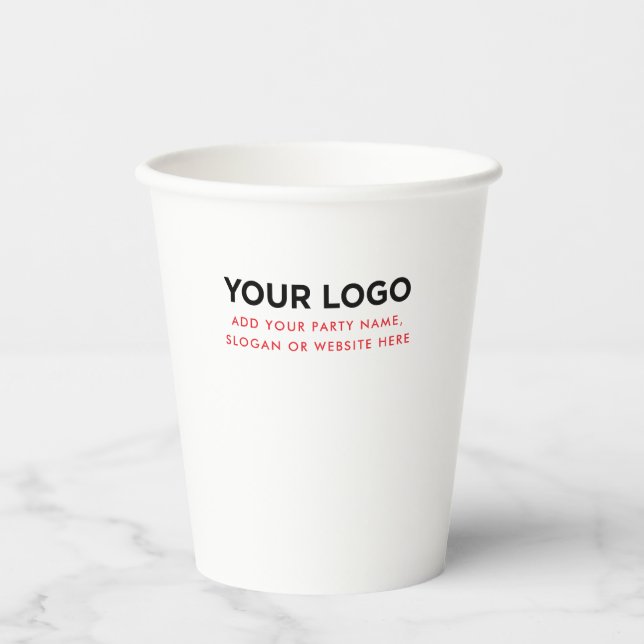 Personalisiertes Inline-Logo und Text Pappbecher (Vorderseite)